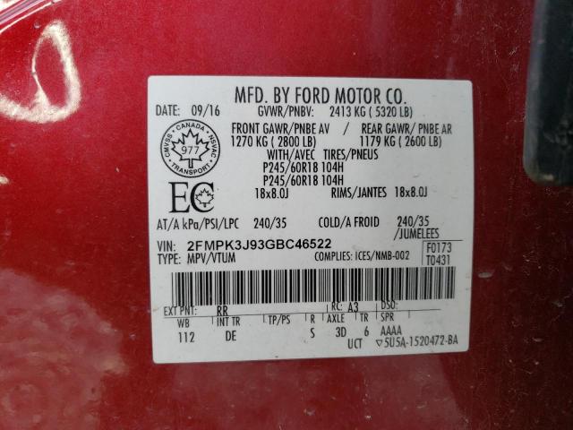 2016 FORD EDGE SEL - 2FMPK3J93GBC46522