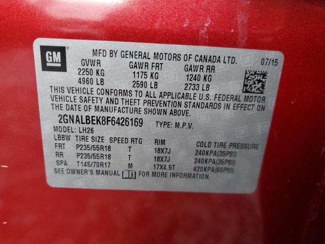 2GNALBEK8F6426169 | 2015 CHEVROLET EQUINOX LT