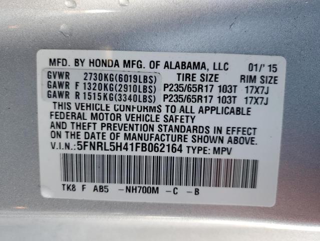 5FNRL5H41FB062164 | 2015 HONDA ODYSSEY EX