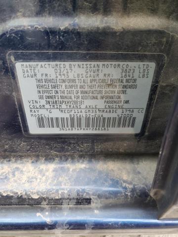 2017 Nissan Sentra S VIN: 3N1AB7APXHY288181 Lot: 37876904