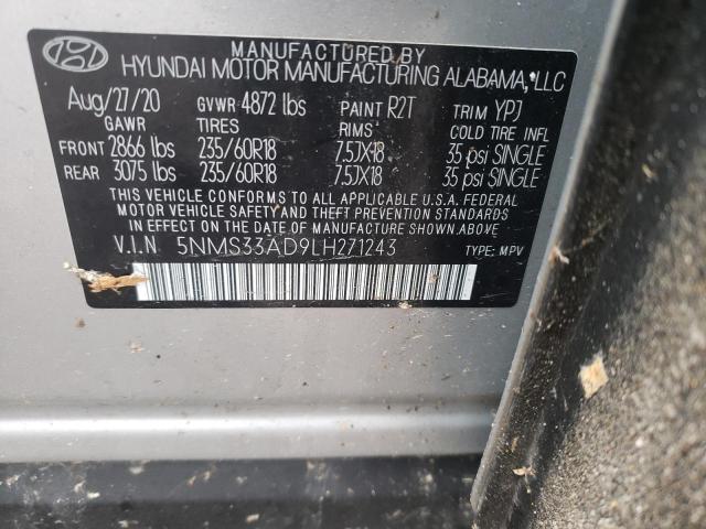2020 Hyundai Santa Fe Sel VIN: 5NMS33AD9LH271243 Lot: 40268744