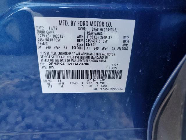 VIN 2FMPK4J92LBA29706 2020 Ford Edge, Sel no.13