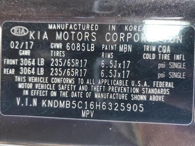 KNDMB5C16H6325905 2017 Kia Sedona Lx