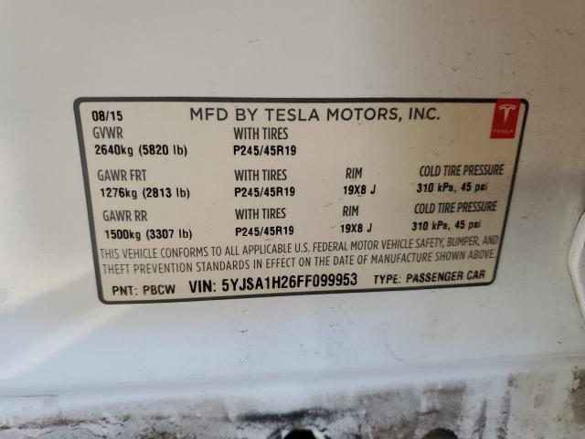 5YJSA1H26FF099953 | 2015 TESLA MODEL S 85