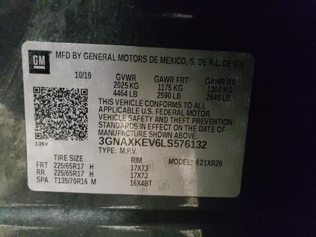 3GNAXKEV6LS576132 | 2020 CHEVROLET EQUINOX LT