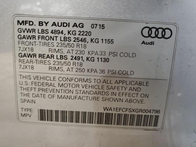 WA1EFCFSXGR004796 | 2016 AUDI Q3 PREMIUM