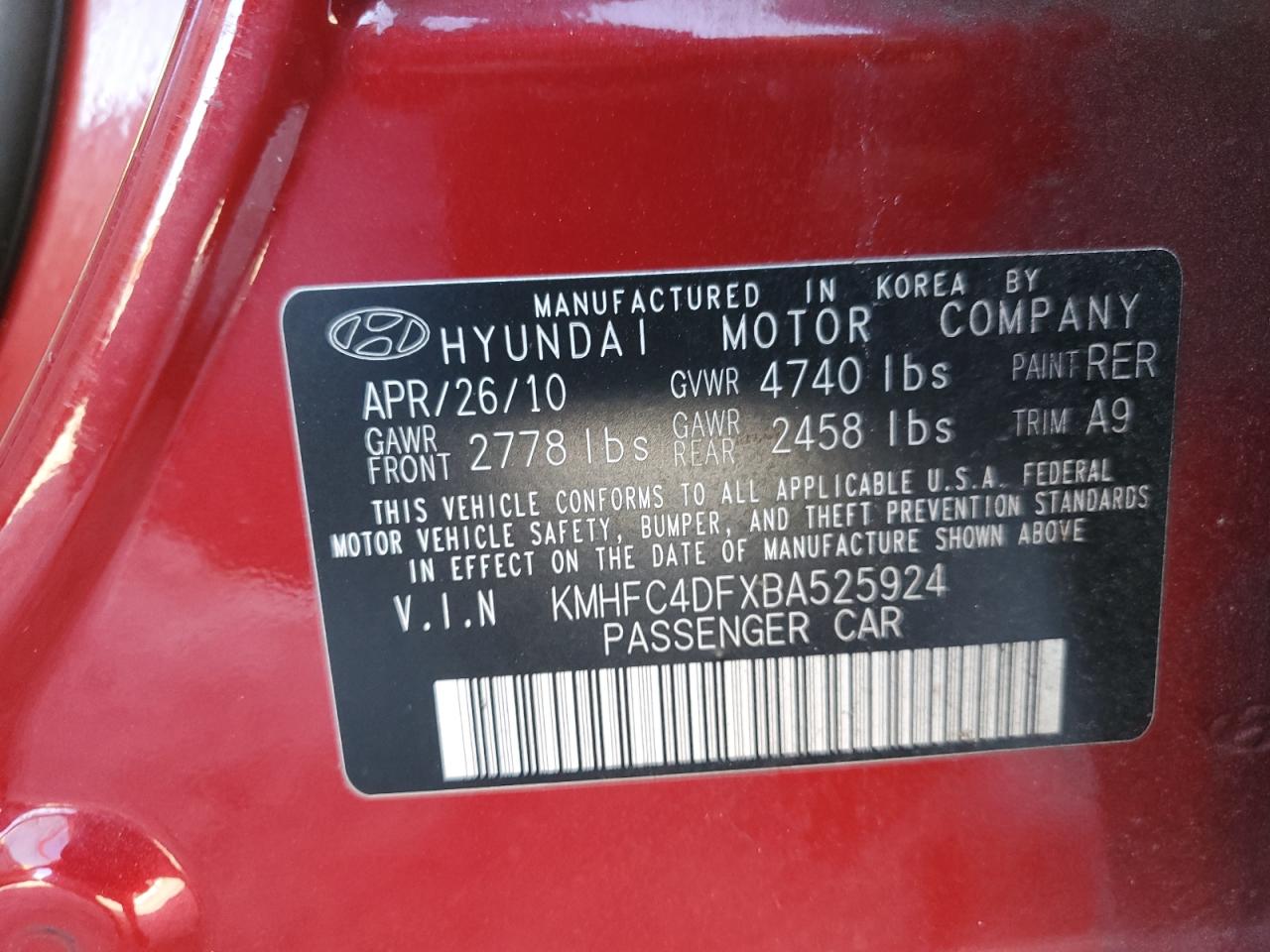 KMHFC4DFXBA525924 2011 Hyundai Azera Gls