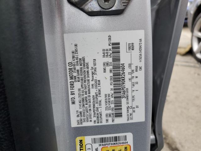 3FA6P0T90KR264604 2019 FORD FUSION, photo no. 12