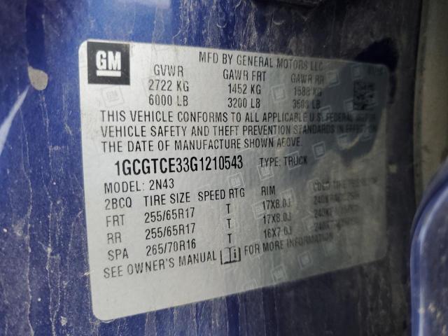 1GCGTCE33G1210543 | 2016 CHEVROLET COLORADO L