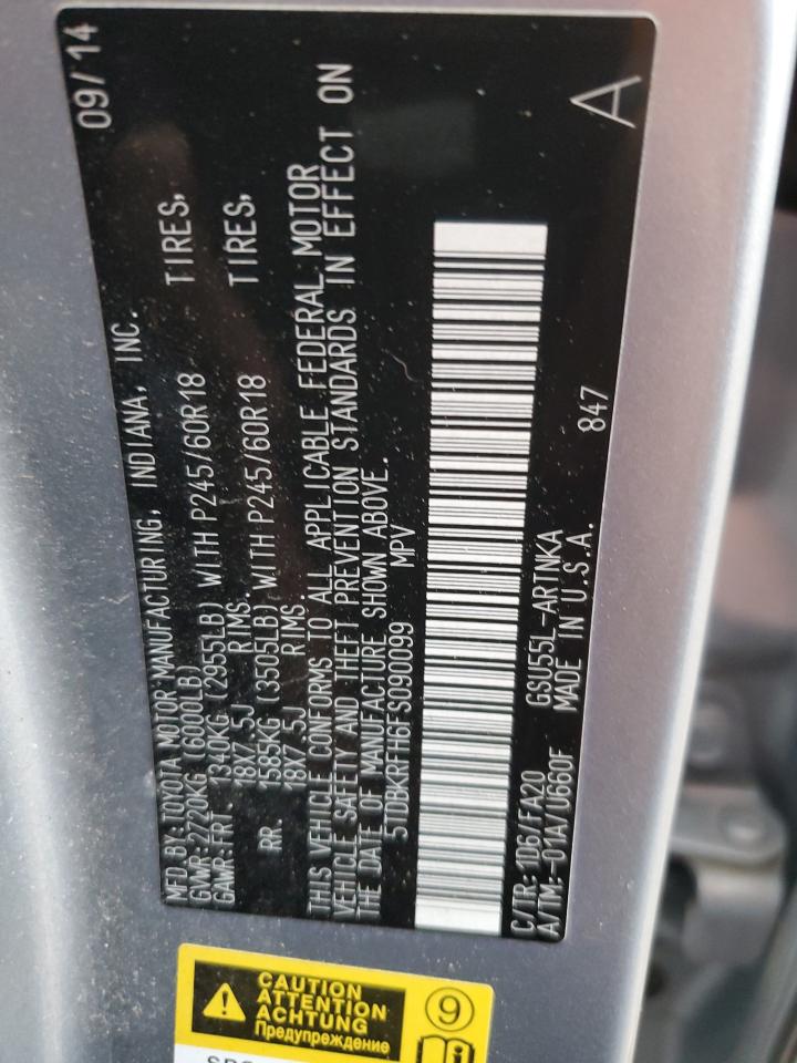 5TDBKRFH6FS090099 2015 Toyota Highlander Le 5TDBKRFH6FS090099 2015 Toyota Highlander Le