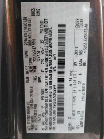 2016 Ford Escape S VIN: 1FMCU0F79GUA30294 Lot: 40294704