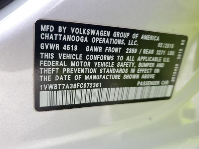 1VWBT7A38FC072361 | 2015 VOLKSWAGEN PASSAT SE