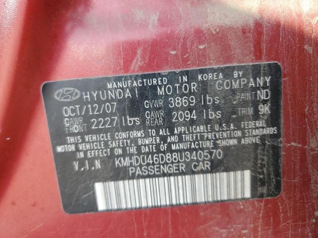 2008 Hyundai Elantra Gls VIN: KMHDU46D88U340570 Lot: 40478744