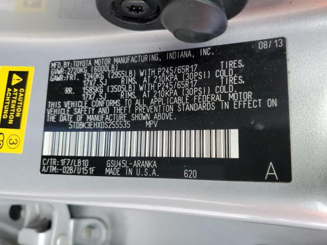 VIN 5TDBK3EHXDS255535 2013 Toyota Highlander, Base no.13