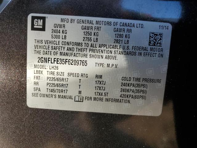 2GNFLFE35F6209765 | 2015 CHEVROLET EQUINOX LT