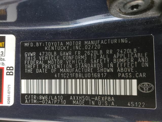 4T1C21FB8LU016817 | 2020 TOYOTA AVALON LIM