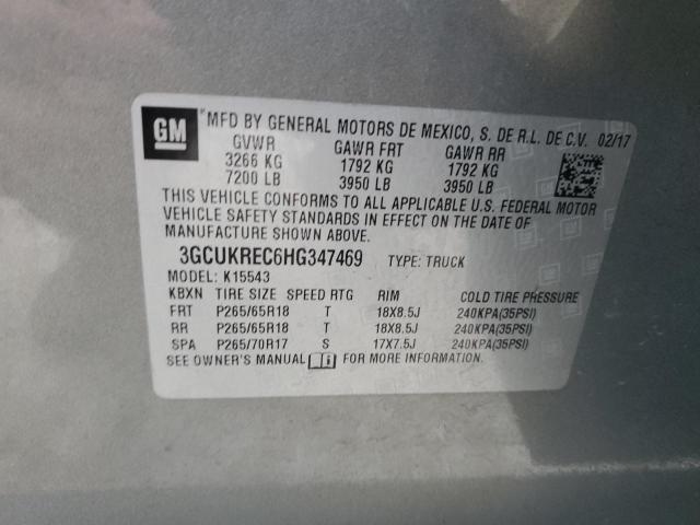 2017 CHEVROLET SILV1500 4 3GCUKREC6HG347469
