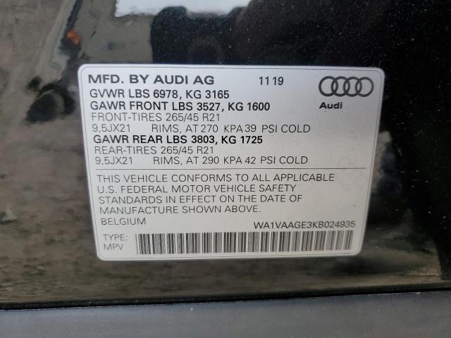 WA1VAAGE3KB024935 | 2019 AUDI E-TRON PRE