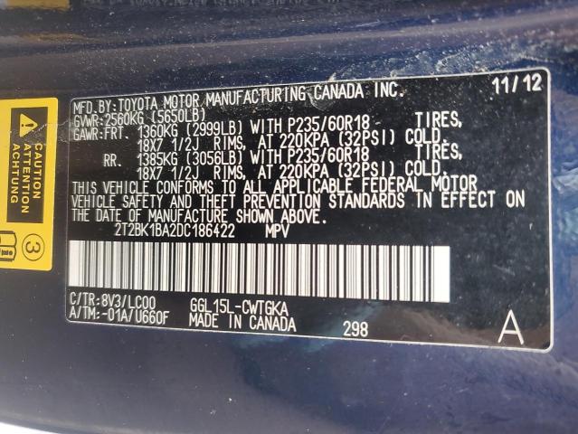 2013 Lexus Rx 350 Base VIN: 2T2BK1BA2DC186422 Lot: 40339144