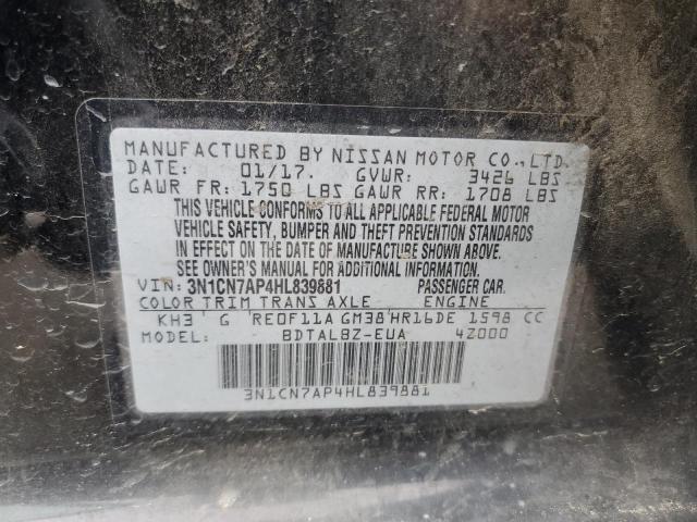 2017 NISSAN VERSA S 3N1CN7AP4HL839881
