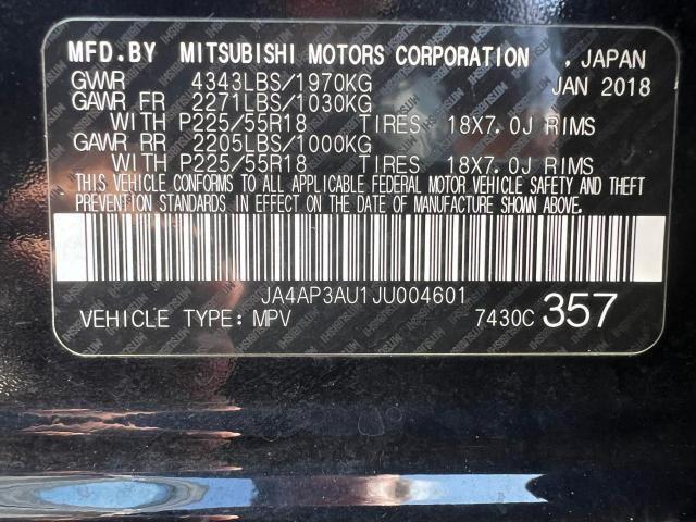 JA4AP3AU1JU004601 | 2018 MITSUBISHI OUTLANDER