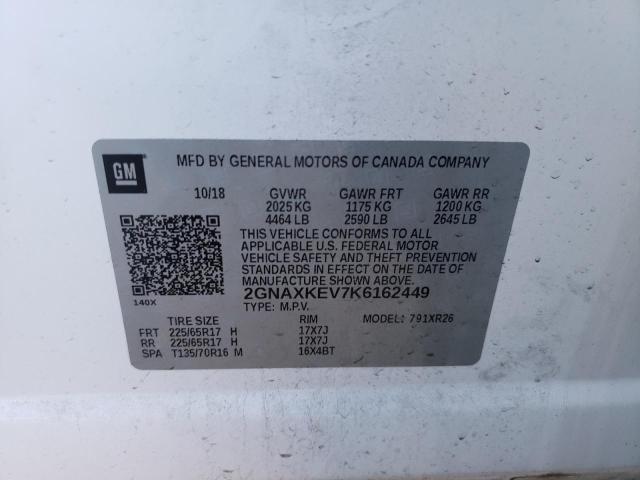 2GNAXKEV7K6162449 | 2019 CHEVROLET EQUINOX LT