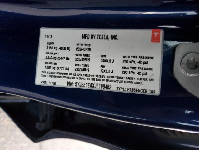 5YJ3E1EAXJF109462 | 2018 Tesla model 3