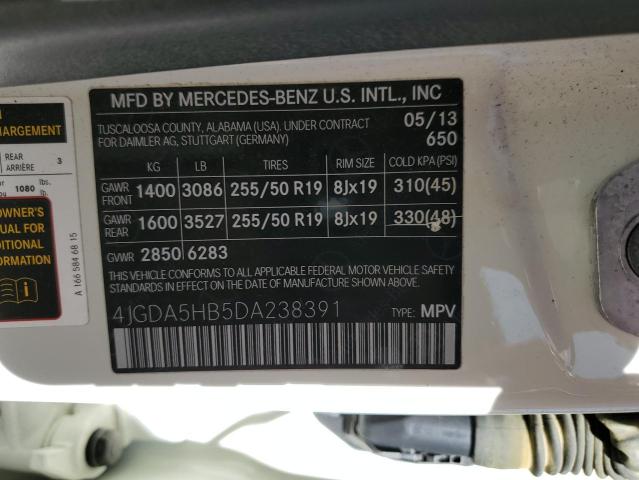 VIN 4JGDA5HB5DA238391 2013 Mercedes-Benz ML-Class, ... no.12