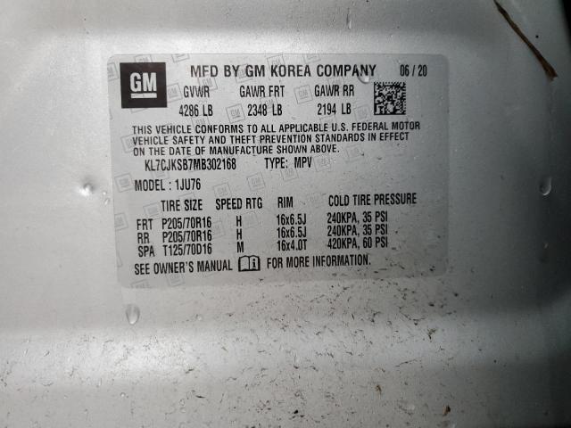 2021 CHEVROLET TRAX LS KL7CJKSB7MB302168