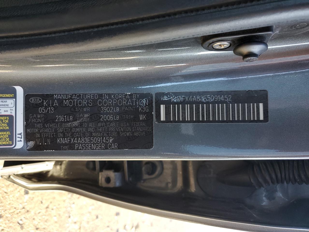 KNAFX4A83E5091452 2014 Kia Forte Ex