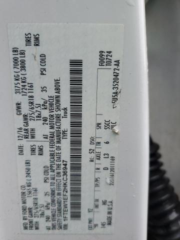 2017 FORD F150 SUPER - 1FTEW1EF2HKC36947