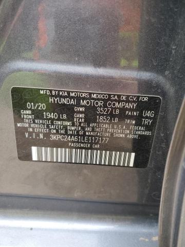 2020 Hyundai Accent Se VIN: 3KPC24A61LE117177 Lot: 37914524