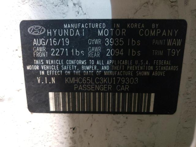 2019 HYUNDAI IONIQ BLUE - KMHC65LC3KU179303
