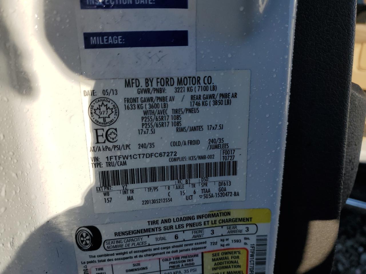 1FTFW1CT7DFC67272 2013 Ford F150 Supercrew