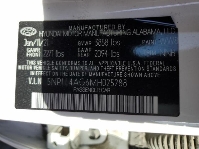 5NPLL4AG6MH025288 | 2021 HYUNDAI ELANTRA SE