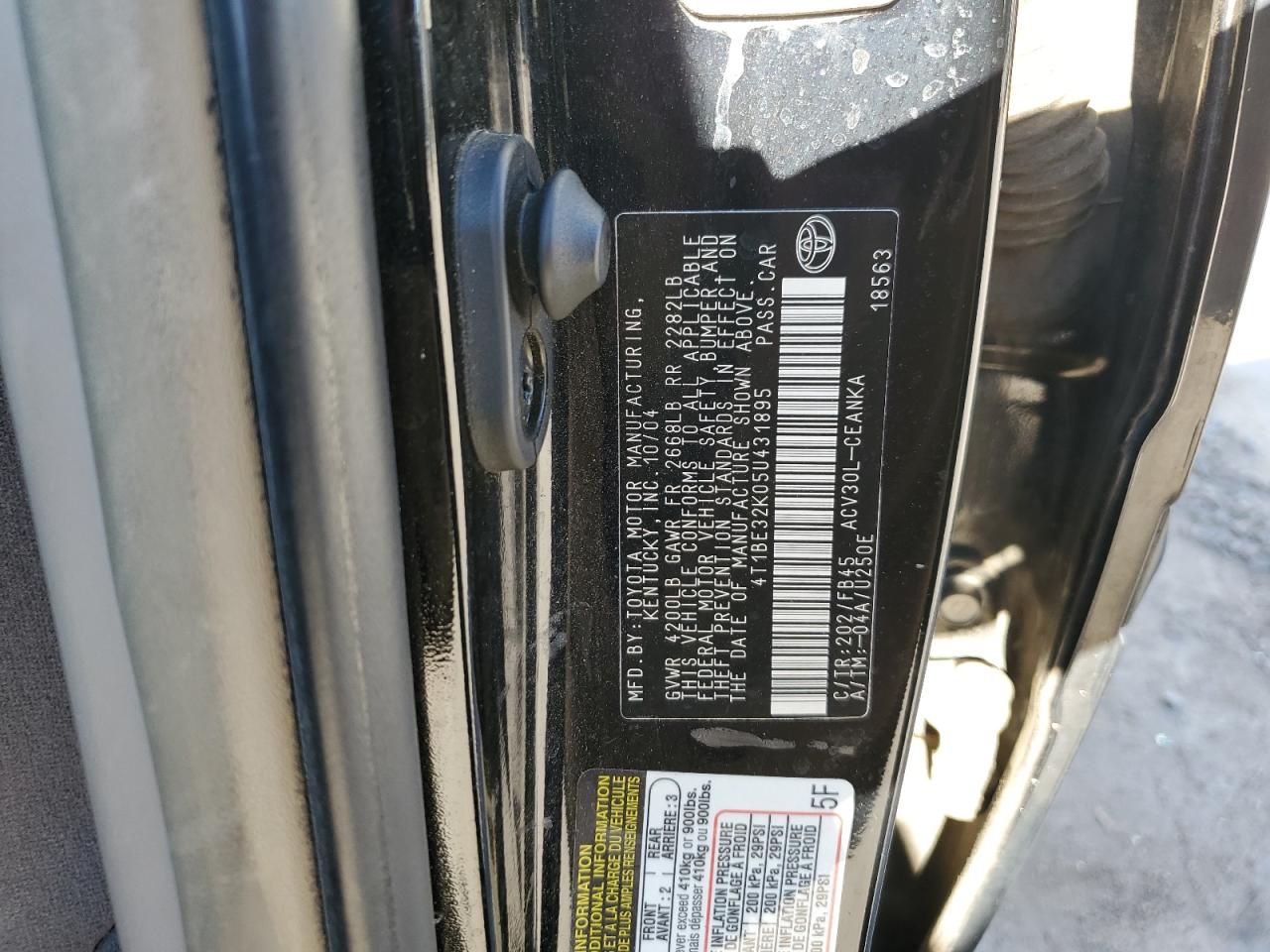 4T1BE32K05U431895 2005 Toyota Camry Le
