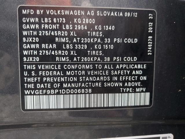 WVGEF9BP1DD006838 | 2013 Volkswagen touareg v6