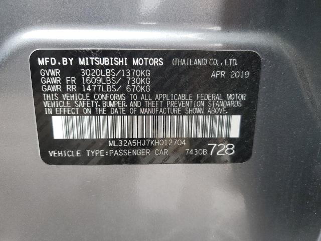 2019 MITSUBISHI MIRAGE LE ML32A5HJ7KH012704