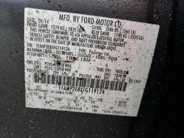 1FAHP2E8XFG119124 | 2015 FORD TAURUS SEL