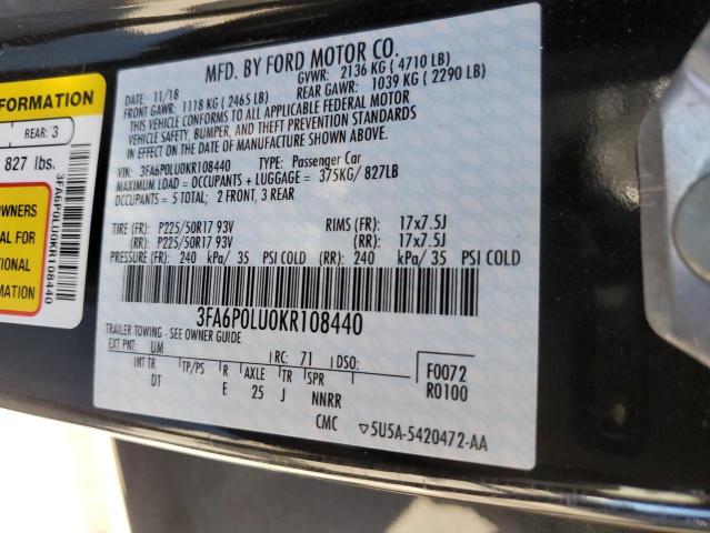 3FA6P0LU0KR108440 2019 FORD FUSION - Image 12