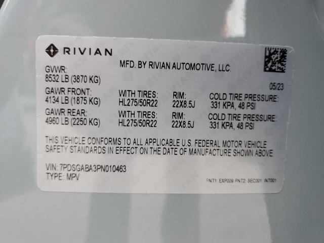 2023 Rivian R1S Adventure VIN: 7PDSGABA3PN010463 Lot: 37256504