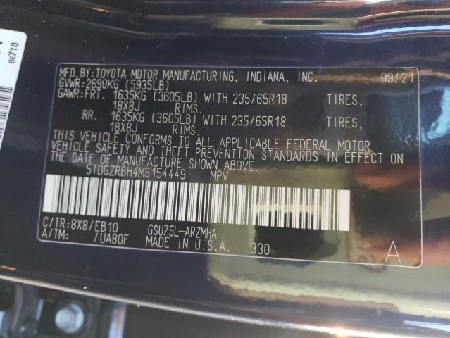 VIN 5TDGZRBH4MS154449 2021 Toyota Highlander, Xle no.14