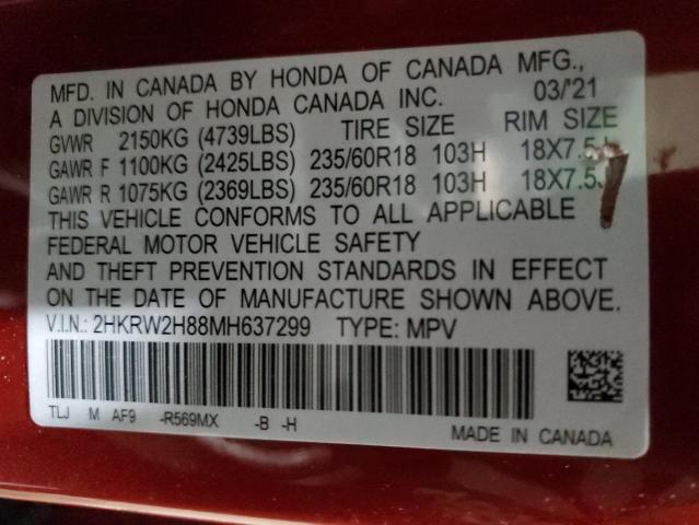 2HKRW2H88MH637299 | 2021 HONDA CR-V EXL