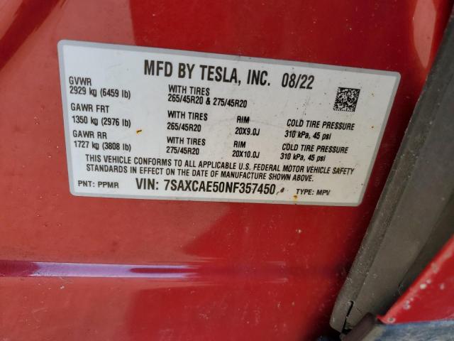 7SAXCAE50NF357450 2022 Tesla Model X