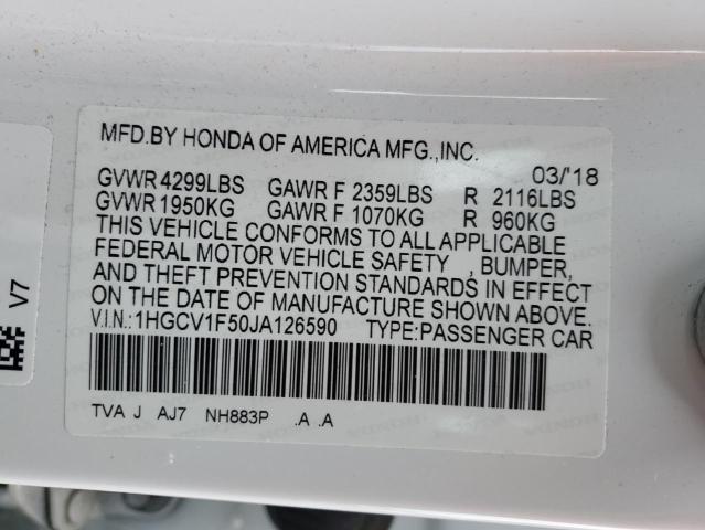 1HGCV1F50JA126590 | 2018 HONDA ACCORD EXL