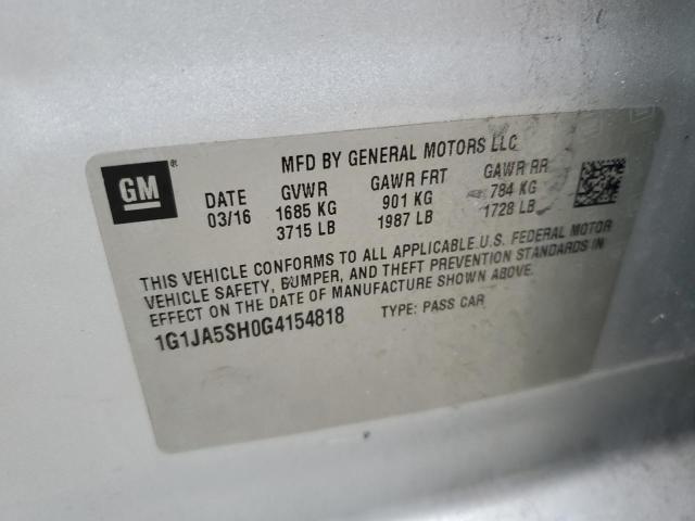 1G1JA5SH0G4154818 | 2016 Chevrolet sonic ls