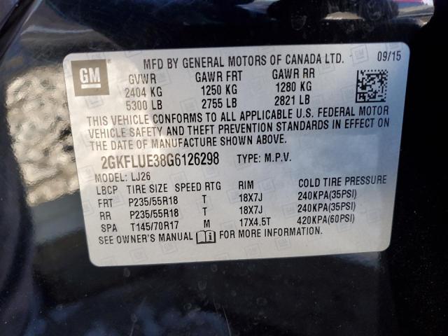 2GKFLUE38G6126298 | 2016 GMC TERRAIN SL