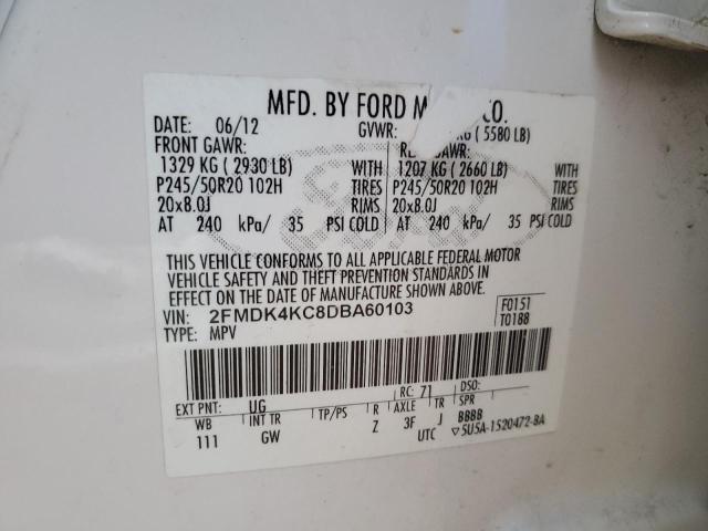 2FMDK4KC8DBA60103 | 2013 Ford edge limited