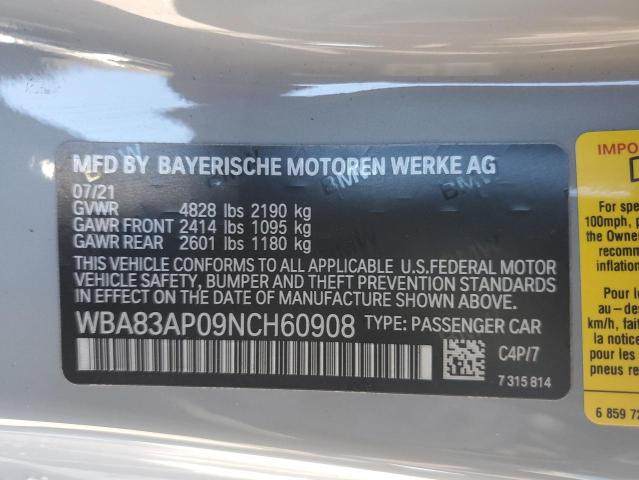 2022 BMW M440I WBA83AP09NCH60908