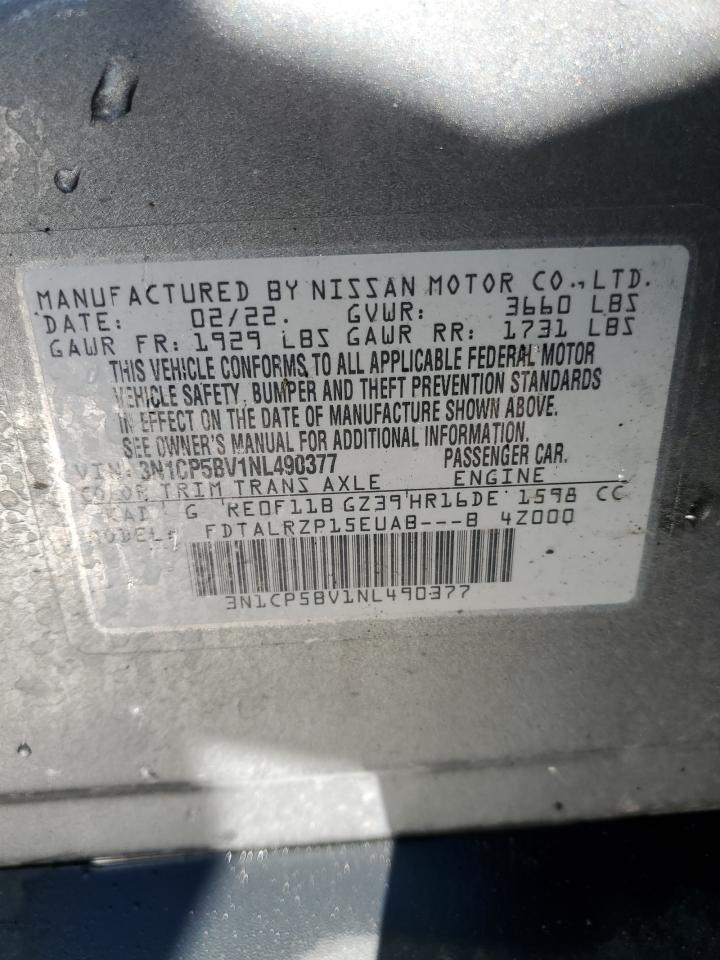3n1cp5bv1nl490377 3N1CP5BV1NL490377 2022 Nissan Kicks S
